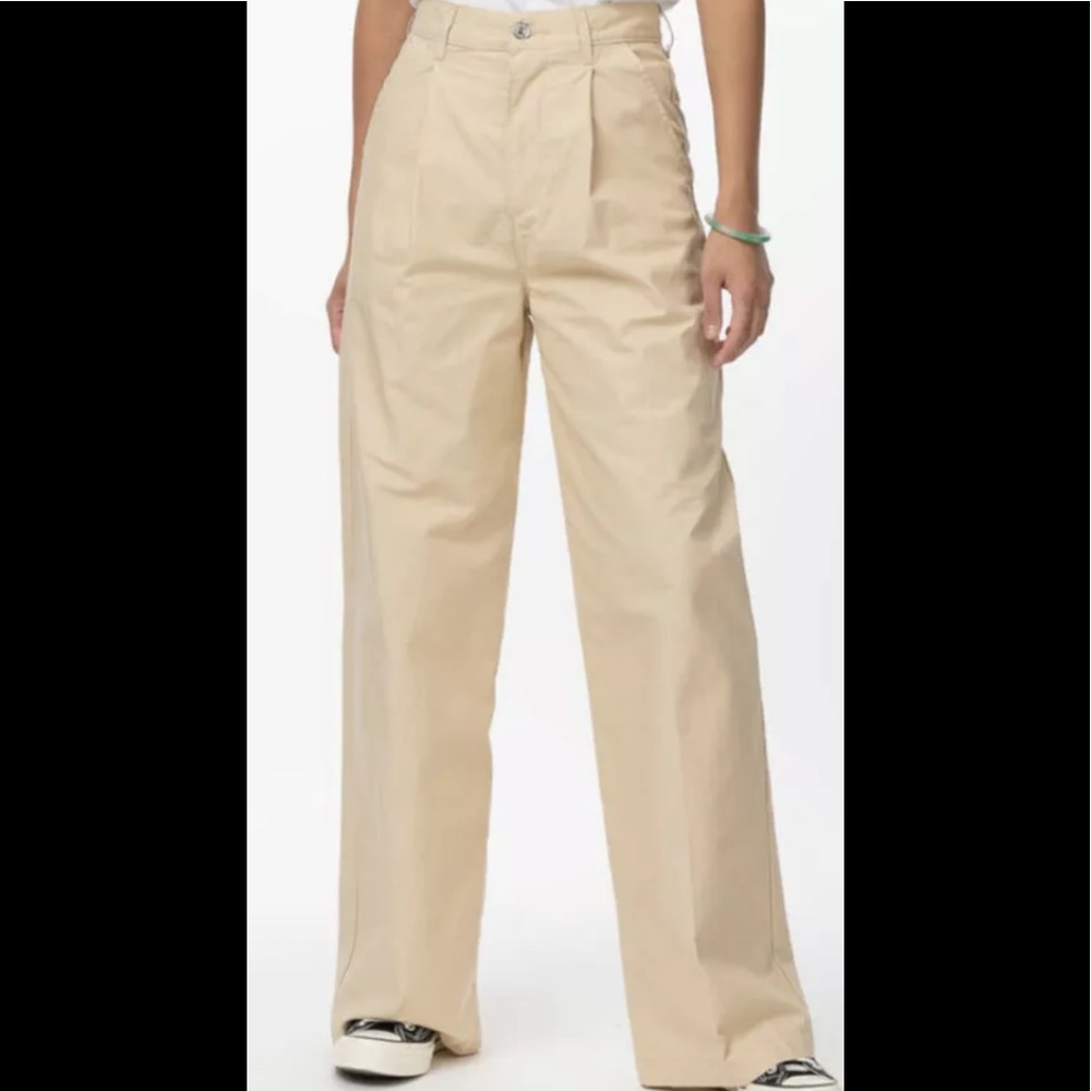 Levi's Premium Pleated High Loose Pants Beige Tan Khaki Jeans NWT